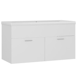 Armoire d'évier avec lavabo intégré Blanc Aggloméré