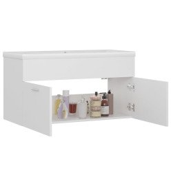 Armoire d'évier avec lavabo intégré Blanc Aggloméré