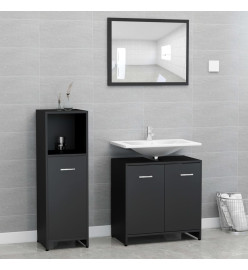 Ensemble de meubles de salle de bain 3 pcs Noir Aggloméré