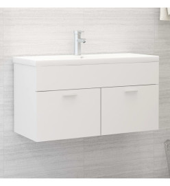 Armoire d'évier avec lavabo intégré Blanc Aggloméré