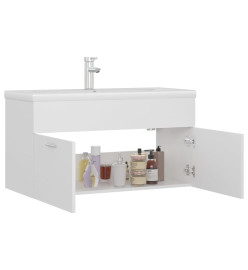 Armoire d'évier avec lavabo intégré Blanc Aggloméré