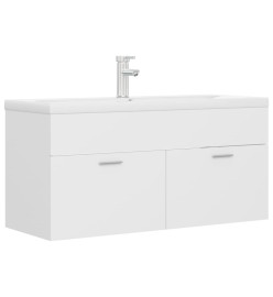 Armoire d'évier avec lavabo intégré Blanc Aggloméré