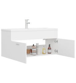 Armoire d'évier avec lavabo intégré Blanc Aggloméré
