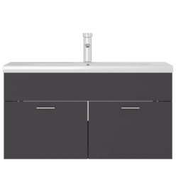 Armoire d'évier avec lavabo intégré Gris Aggloméré