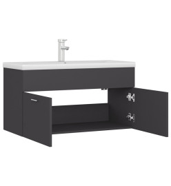 Armoire d'évier avec lavabo intégré Gris Aggloméré