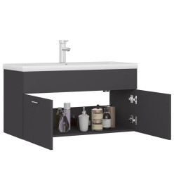 Armoire d'évier avec lavabo intégré Gris Aggloméré
