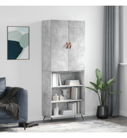 Buffet haut Gris béton 69,5x34x180 cm Bois d'ingénierie