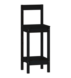 Ensemble de bar 3 pcs Noir Bois de pin massif