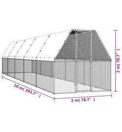 Poulailler d'extérieur 2x10x2 m Acier galvanisé