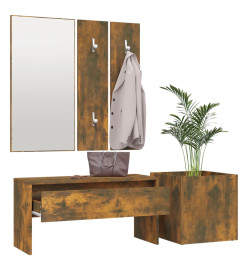 Ensemble de meubles de couloir Chêne fumé Bois d'ingénierie