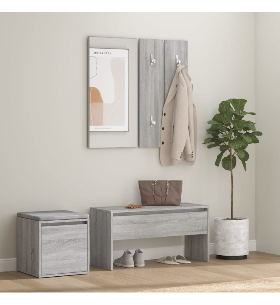 Ensemble de meubles de couloir Sonoma gris Bois d'ingénierie Ensemble de meubles de couloir Sonoma gris Bois d'ingénierie