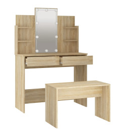 Ensemble de coiffeuse avec LED Chêne sonoma Bois d'ingénierie