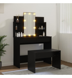 Ensemble de coiffeuse avec LED Noir Bois d'ingénierie