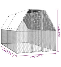 Poulailler d'extérieur 2x4x2 m Acier galvanisé