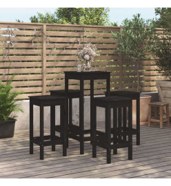 Ensemble de bar 5 pcs Noir Bois de pin massif