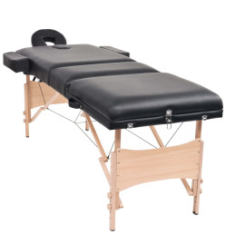 Table de massage pliable à 3 zones 10 cm d'épaisseur Noir