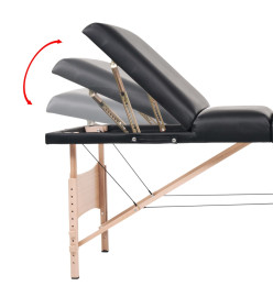 Table de massage pliable à 3 zones 10 cm d'épaisseur Noir