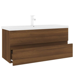 Meuble lavabo avec bassin intégré Chêne brun Bois d'ingénierie