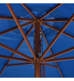 Parasol d'extérieur avec mât en bois 350 cm Bleu