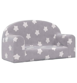 Canapé pour enfants à 2 places Gris clair étoiles Peluche douce