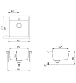 Évier de cuisine Granit Seul lavabo Beige