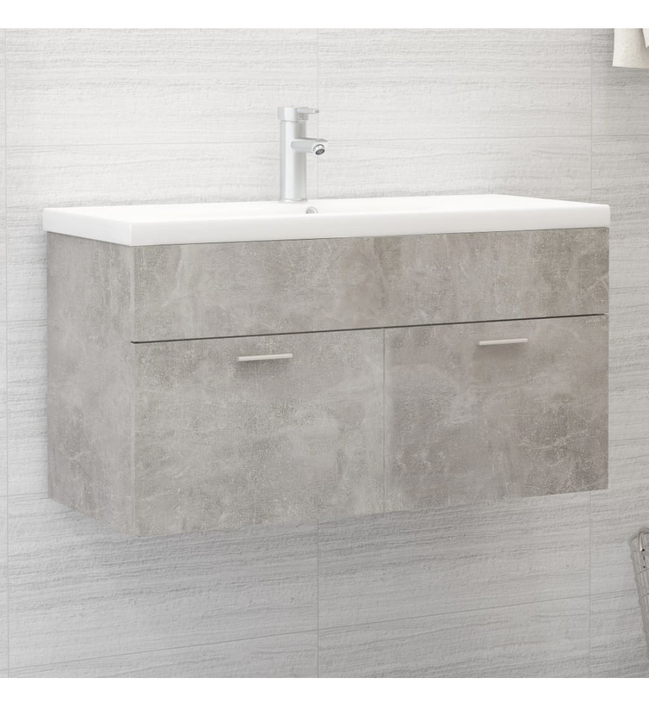 Armoire d'évier avec lavabo intégré Gris béton Aggloméré Armoire d'évier avec lavabo intégré Gris béton Aggloméré