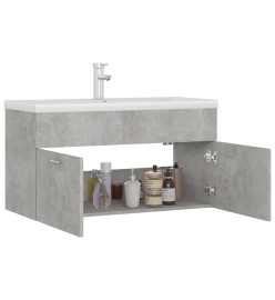 Armoire d'évier avec lavabo intégré Gris béton Aggloméré