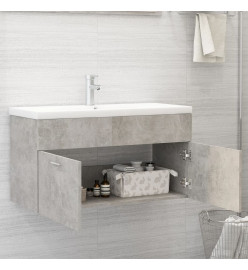 Armoire d'évier avec lavabo intégré Gris béton Aggloméré
