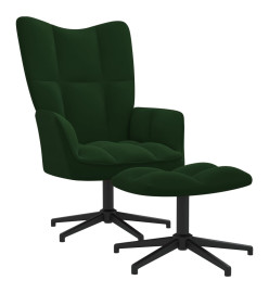 Chaise de relaxation avec repose-pied Vert foncé Velours