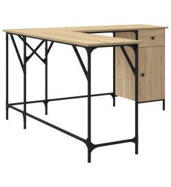 Bureau chêne sonoma 141x141x75 cm bois d'ingénierie