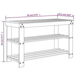 Étagère à chaussures 3 niveaux 70x27,5x45 cm bambou