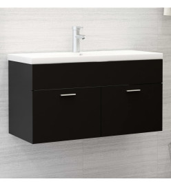 Armoire d'évier avec lavabo intégré Noir Aggloméré