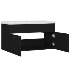 Armoire d'évier avec lavabo intégré Noir Aggloméré