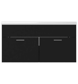 Armoire d'évier avec lavabo intégré Noir Aggloméré