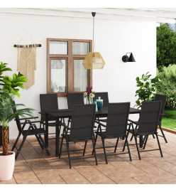 Ensemble de salle à manger de jardin 9 pcs Noir