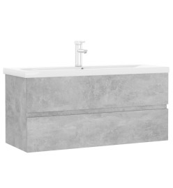 Armoire d'évier avec lavabo intégré Gris béton Aggloméré