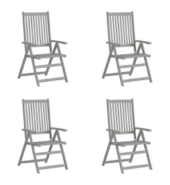 Chaises inclinables de jardin 4 pcs Gris Bois solide d'acacia