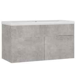 Armoire d'évier avec lavabo intégré Gris béton Aggloméré