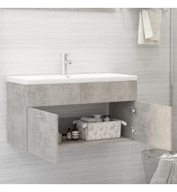 Armoire d'évier avec lavabo intégré Gris béton Aggloméré