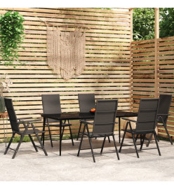Ensemble de salle à manger de jardin 7 pcs Noir