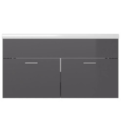 Armoire d'évier avec lavabo intégré Gris brillant Aggloméré