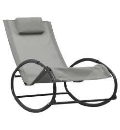 Chaise longue avec oreiller Acier et textilène Gris