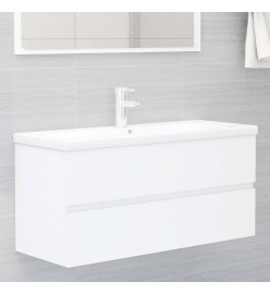Armoire d'évier avec lavabo intégré Blanc Aggloméré