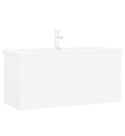 Armoire d'évier avec lavabo intégré Blanc Aggloméré