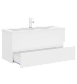 Armoire d'évier avec lavabo intégré Blanc Aggloméré
