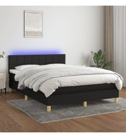 Sommier tapissier avec matelas et LED Noir 140x200 cm Tissu