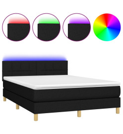 Sommier tapissier avec matelas et LED Noir 140x200 cm Tissu