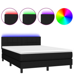 Sommier tapissier avec matelas et LED Noir 140x190 cm Tissu