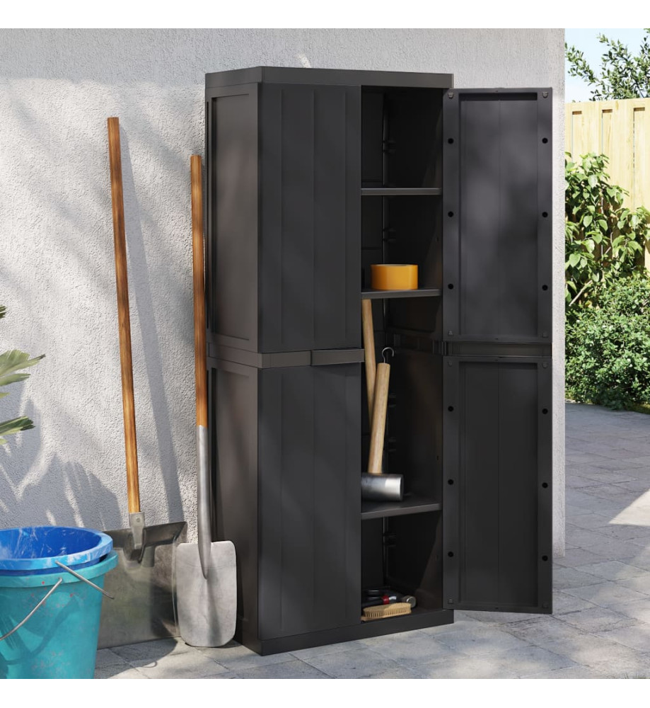 Armoire de rangement d'extérieur noir 65x37x165 cm PP Armoire de rangement d'extérieur noir 65x37x165 cm PP