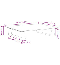 Support de moniteur blanc 40x35x8 cm verre trempé et métal